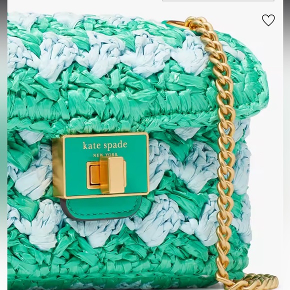 Kate spade Evelyn striped crochet raffia small shoulder cross body convertible - Picture 5 of 16
